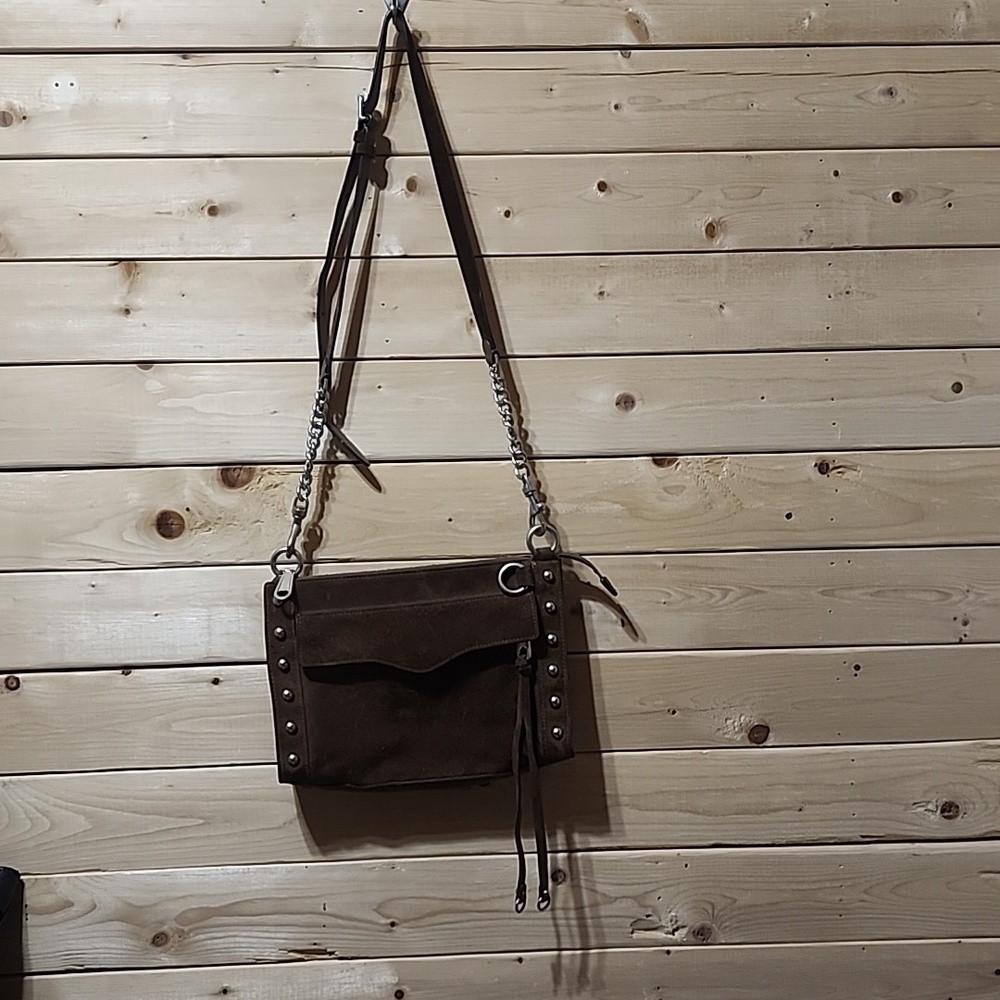 $328 Rebecca Minkoff M.A.B. Studded Suede Crossbody Bag